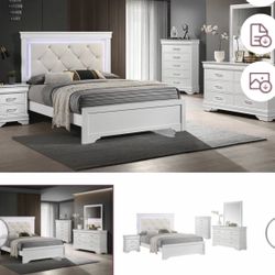 4- Pc Bedroom set Dresser,Mirror  Nightstand (1) Queen size bed frame  Not including Mattress and Box Sp