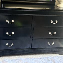 Black 6 Drawer Dresser with Mirror