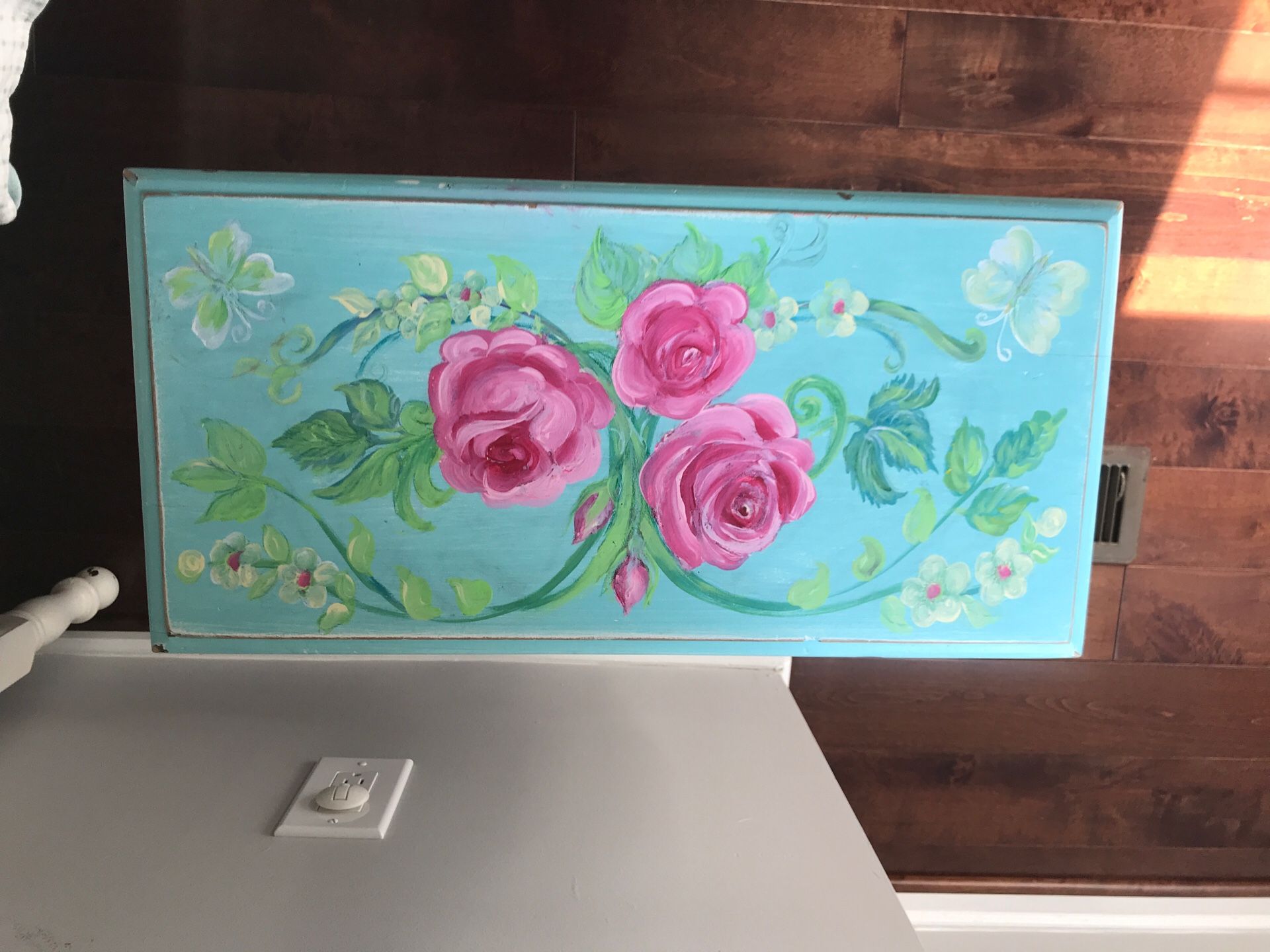 Bedside table hand painted!