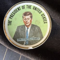 JFK 4” Plate with Gold Trim & Ted Kennedy  Presidential Pin $5 each