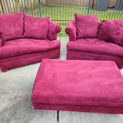 3 Piece Burgandy Sofa Sleeper Set