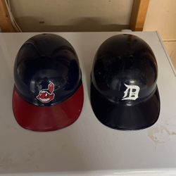 Two Decorative Baseball Helmets Detroit Tigers Cleveland Indians
