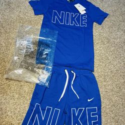 Blue and white Nike set