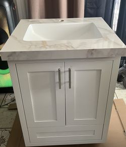 Golden Calacatta Vanity ￼Top Stone and Vanity