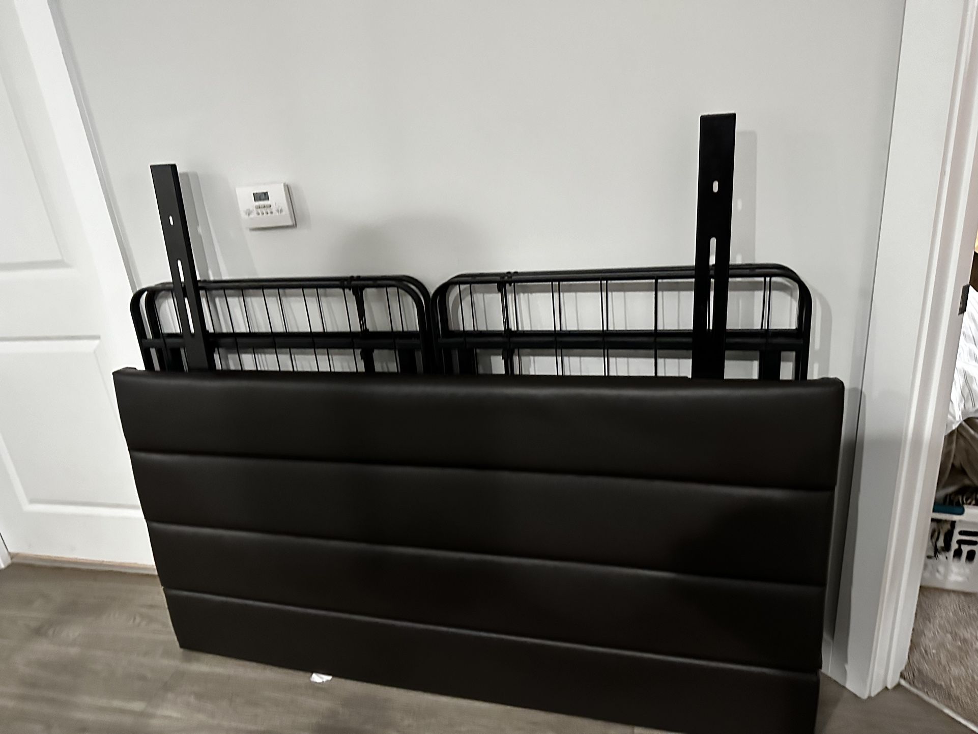 Queen Bed Headboard And Metal Frame Platform 