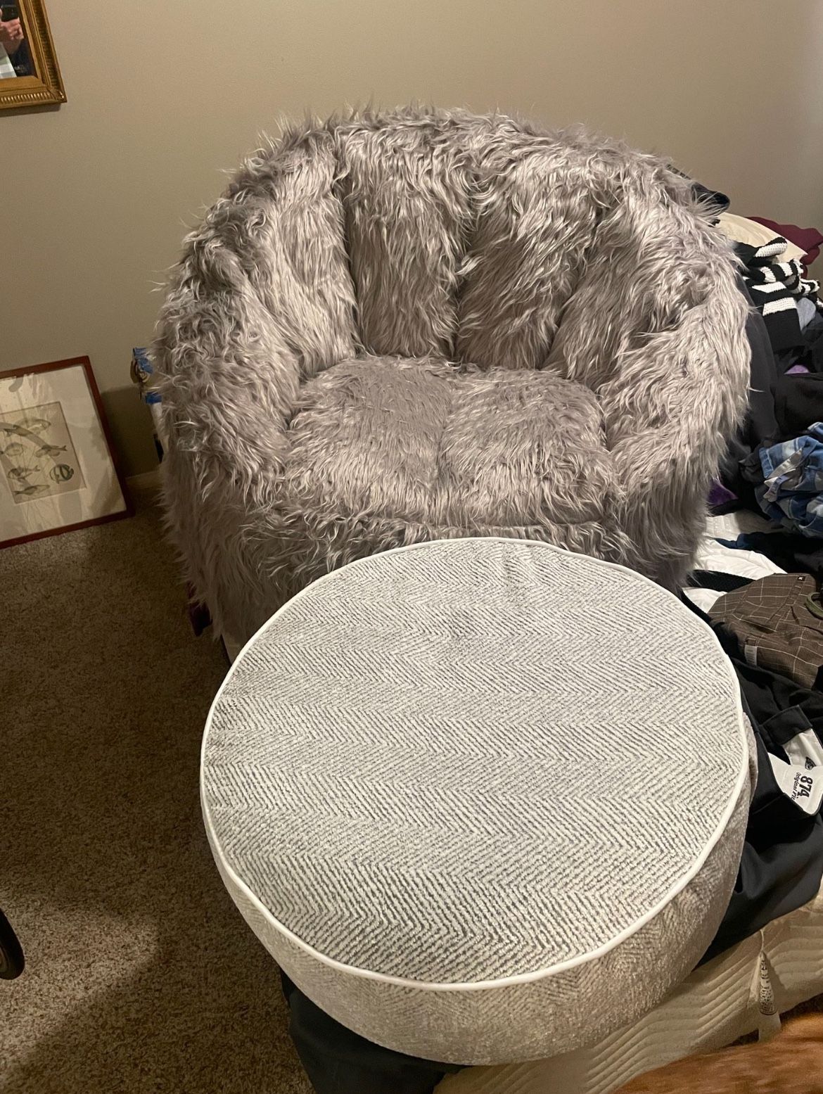 Big Joe chair and inflatable footstool for Sale in Huntington Beach, CA