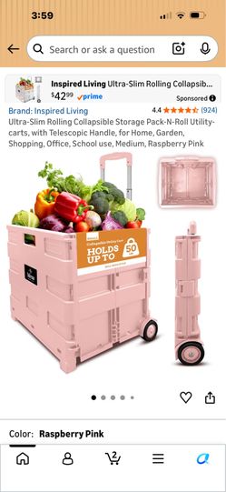 Inspired Living Ultra-Slim Rolling Collapsible Storage Pack-N-Roll Utility Cart