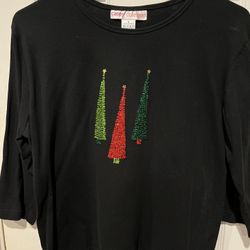 Casey Coleman Black Beaded Xmas Tree Shirt