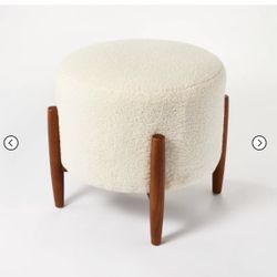 Studio McGee Elroy Sherpa Ottoman, Cream