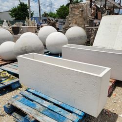 Concrete Large Rectangular Planters / Cement Backyard Patio Garden Planter Pots