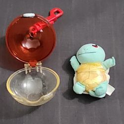 Vintage 1999 Pokemon Squirtle Pokeball Keychain Plush Stuffed Animal
