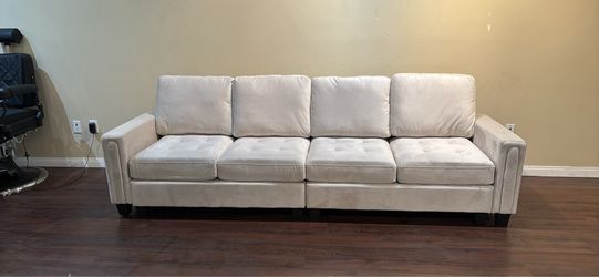 White velvet couch