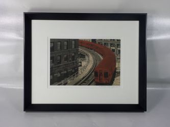 Signed Hiroshi Ariyama Screen Print "Brown Line" in Black Frame