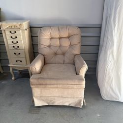 Suede Swivel Rocker with Ottoman 