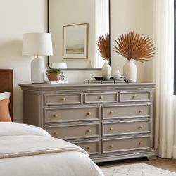 Stunning Taupe / Warm Gray 9 Drawer Dresser