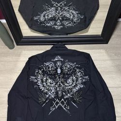 Y2K 2000s Avalon Collection Rhinestone Phenix Long Sleeve Shirt