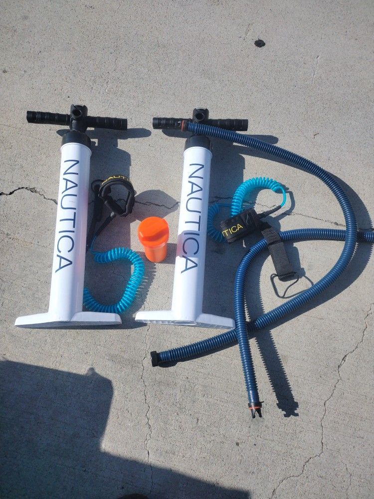 Nautica Dual-Action Hand Pump w/ Gauge | Kayak Raft Mat Inflator | 5 PSI Manual