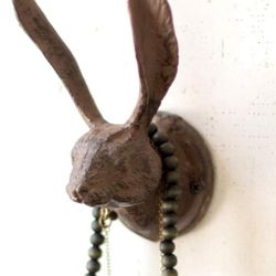 KALALOU Rustic Cast Iron Rabbit Wall Hook, One Size, Brown
