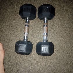 10 Lbs Dumbells Rubber Coated 