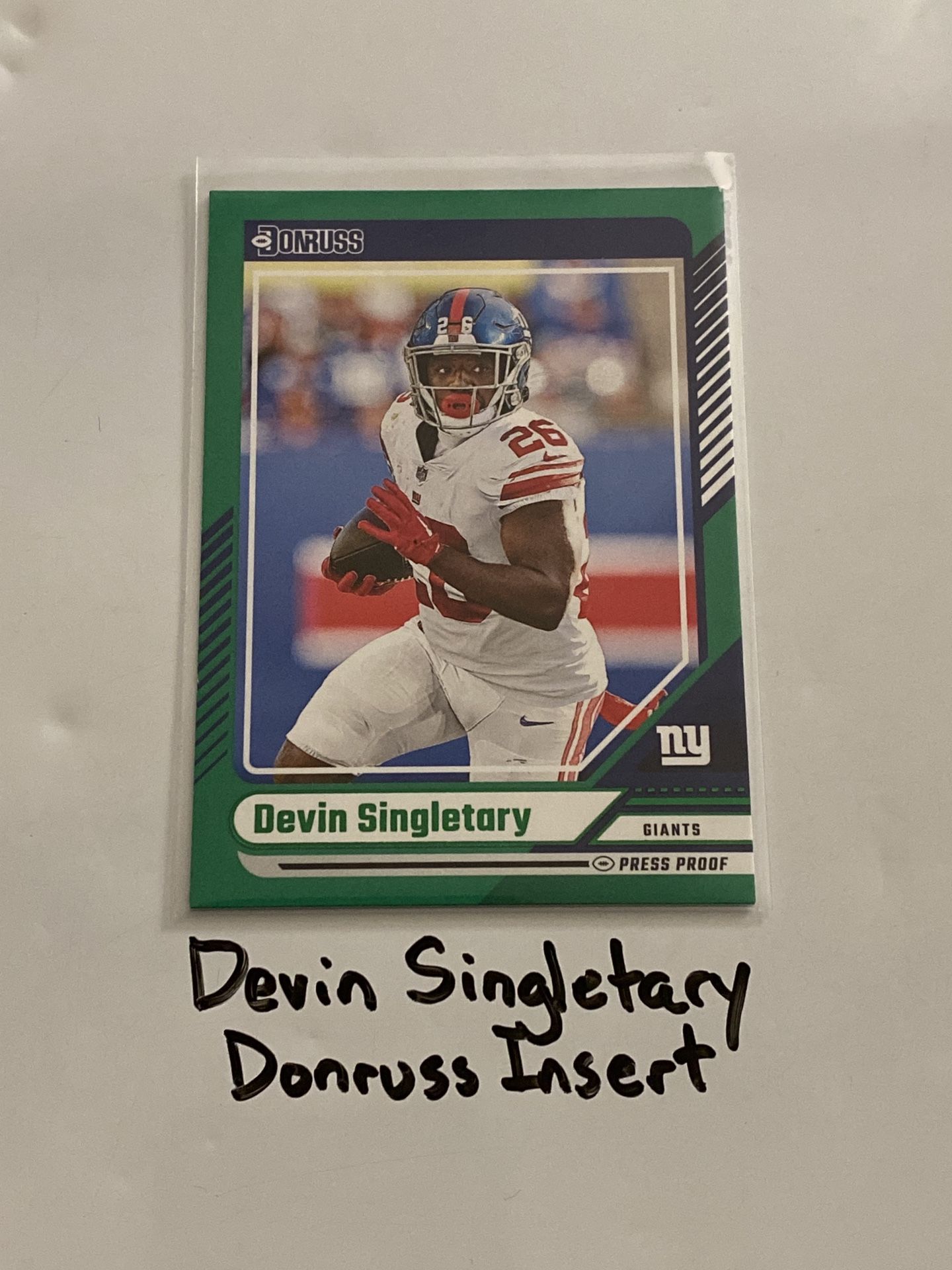 Devin Singletary New York Giants RB Donruss Short Print Insert Card.