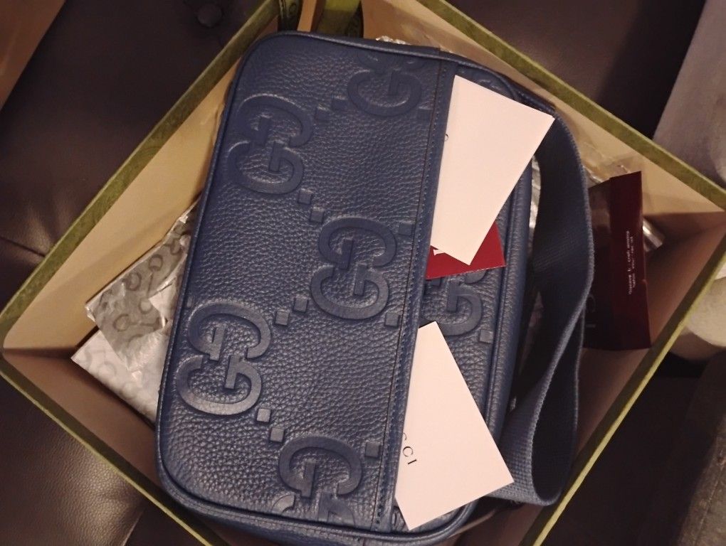 Authentic Gucci Blue GG Small Crossbody - Unisex