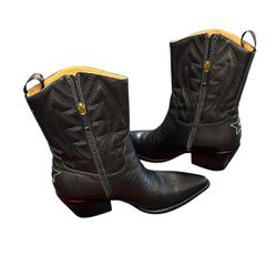 Christian Dior J'adior Cowboy Western Black Leather Boots