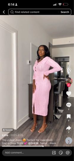 SHEIN Pink Ribbed Midi Dress