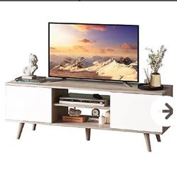 WLIVE TV Stand for 55 60 inch TV, Boho...Note :- One Bord Is Slightly Creek 