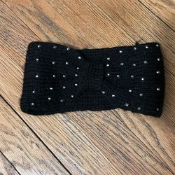 Black Rhinestone Knit Headband