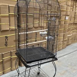 Large Dome Top Parrot Bird Home Cage With Removable Rolling Stand 