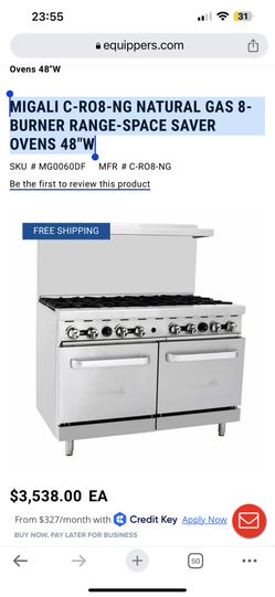 8-BURNER RANGE-SPACE SAVER OVENS 48"W