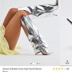 Silver High Heeled Boots 