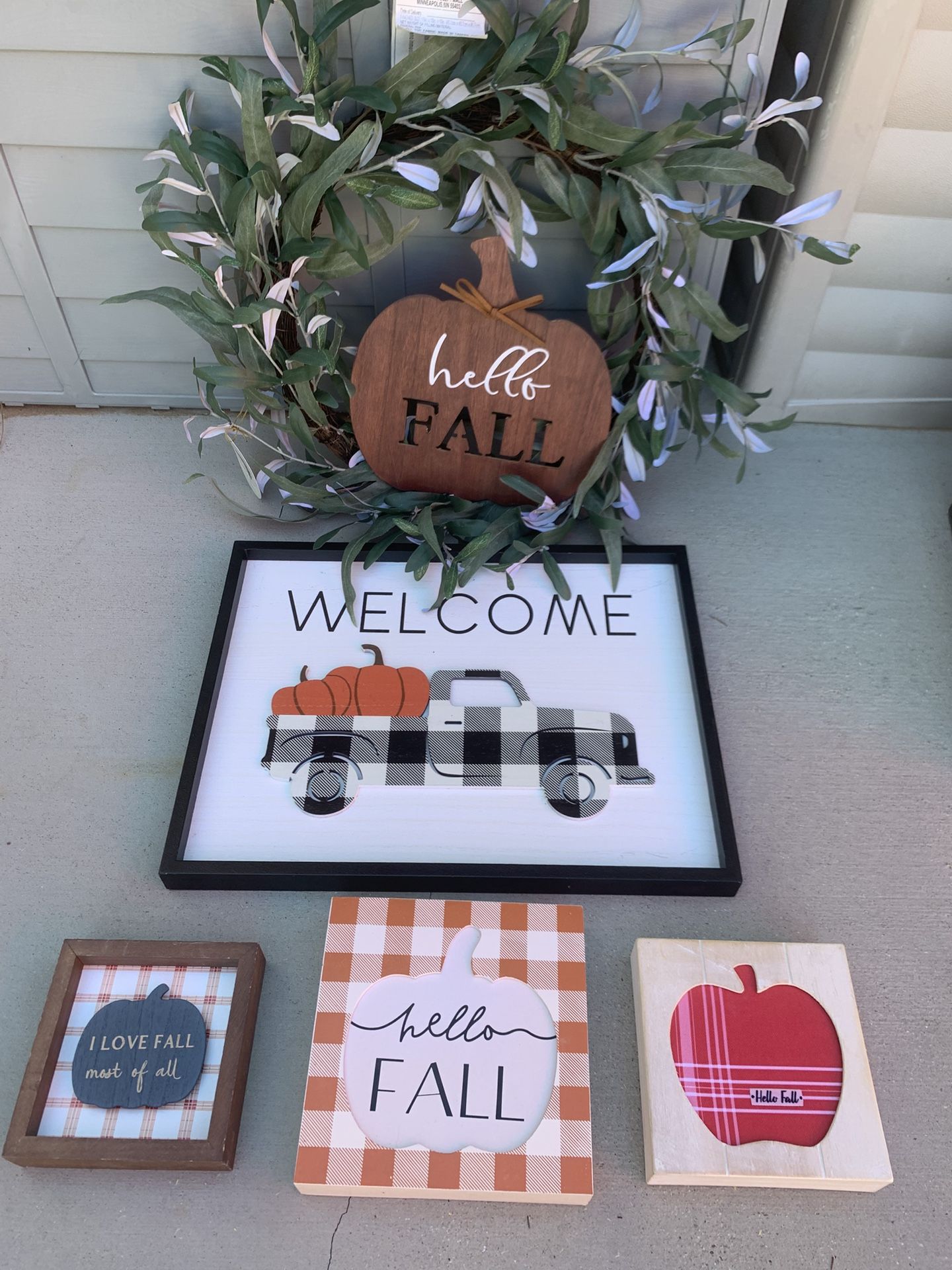 Fall Wreath And Wood Sign Hoem Decor Bundle Of 6