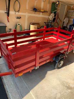 Red Wooden Utility Trailer with Side Rails foldable trailer store is very easily 4 x 8 pick up an Elburn