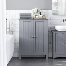 Bathroom Floor Storage Cabinet, Bathroom Storage Unit with 2 Adjustable Shelves, Bathroom Cabinet Freestanding, 11.8 x 23.6 x 31.5 Inches, Dove Gray U