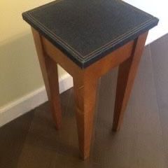 Denim top nightstand With Wood Legs 21"x9"x9"