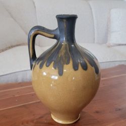 Yellow Mustard and Black Vase/Jug And Or Mantle Decor