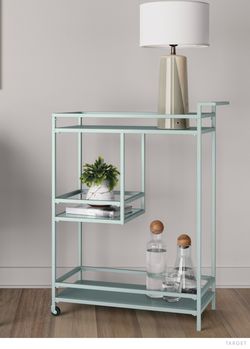 Metal smoke green Rolling bar cart