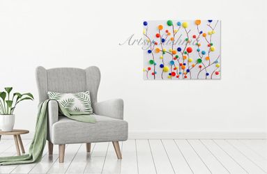 Button art canvas painting hand painted - 11 * 14 inch