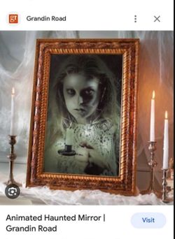 AMAZING animated Haunted Magic Mirror From GrandinRoad! Halloween Creepy Girl Horror