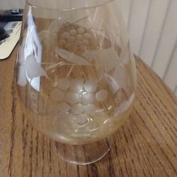 Brandy sniffers Made In Romania-Hand Cut-Hand Blown-Toscany yellow luster, (6), 4"diameter x 6"high 