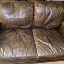 Real Leather Love Seat And Couch