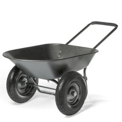 Dual-Wheel Utility Wheelbarrow Garden Cart Built-in Stand Flat-Free 16" Tires 5 cu/ft. 330 LBS Capacity Metal Tray for Lawn, Gardening


