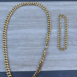 Gold Plated Miami Cuban Chain & Bracelet 