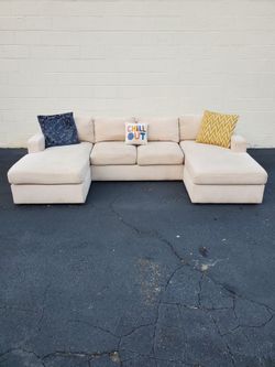 Cream Double Chaise Sectional Sofa
