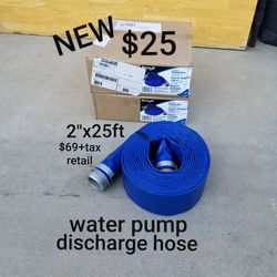new 2" x 25ft  heavy duty water pump discharge hose $70+tax retail  