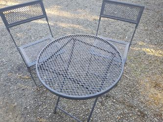 Folding black metal bistro set