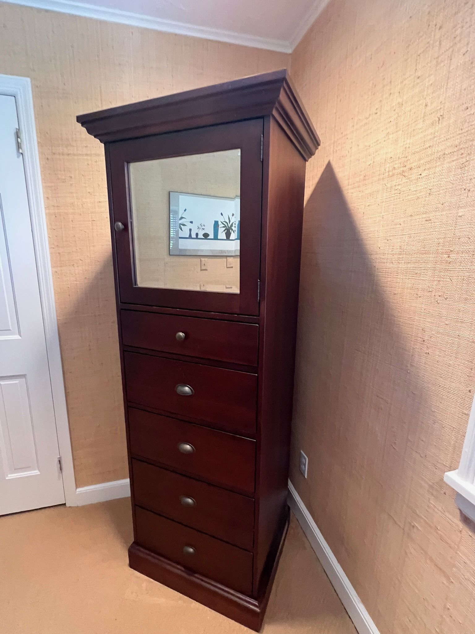Crate and Barrel Mirror Top Cabinet/Dresser in Very Good Condition 27w x 21d x 72h Smoke and pet free household