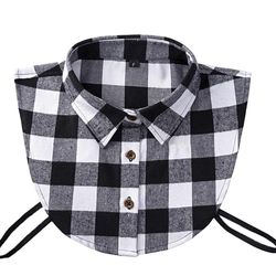 Plaid Shirt with Detachable Dickey Collar