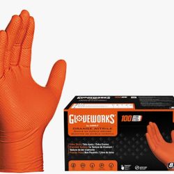 Gloveworks by Ammex Orange Nitrile Gloves 8ml XL Box of 100 
